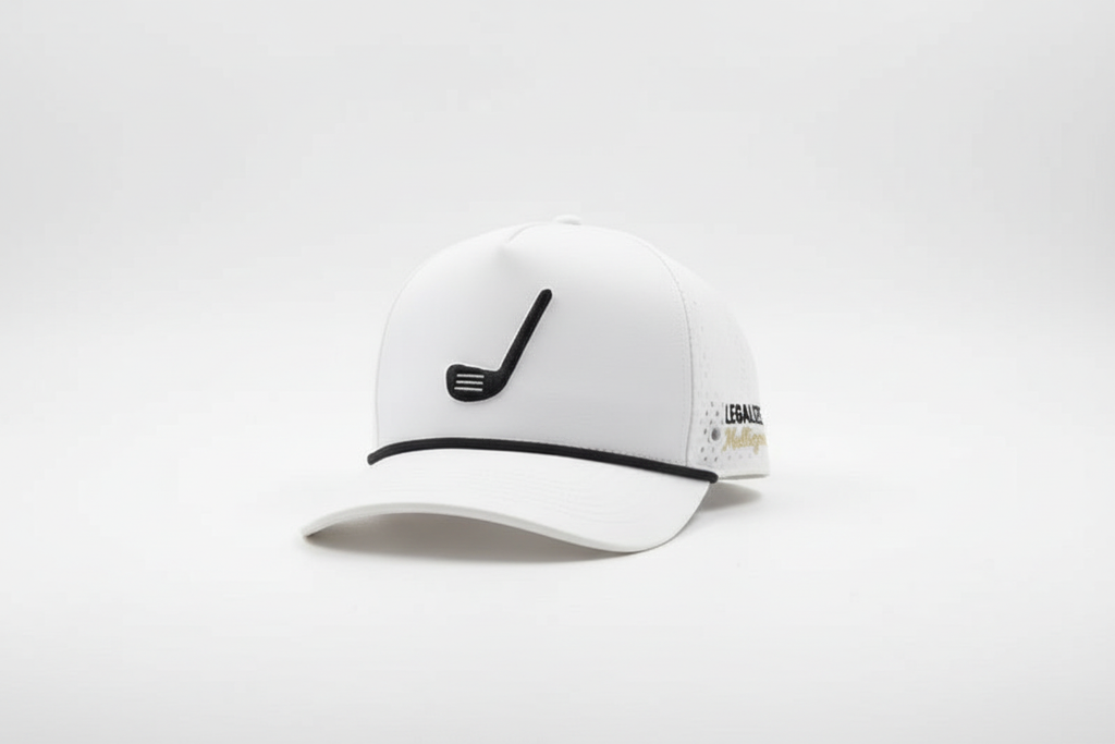 Black accent hat - side with gold text