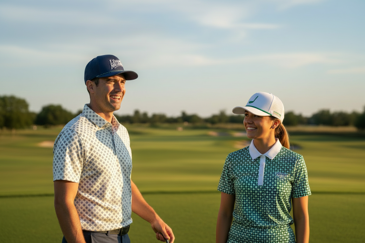 Hero image with male and female golfer