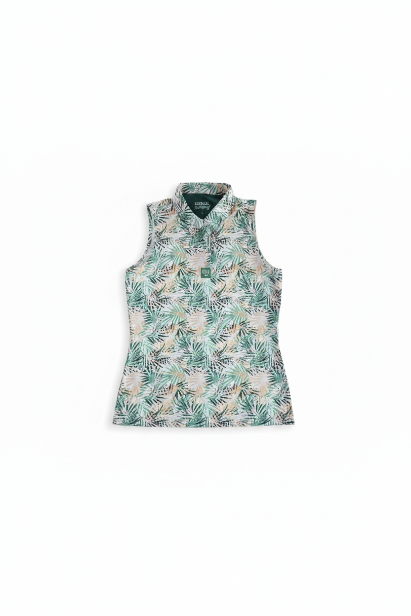 White Tropical Palm Polo